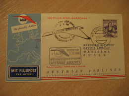 WARSZAWA Warsaw Wien 1958 AUA Austrian Airlines Airline First Flight Cancel Cover POLAND AUSTRIA - Airplanes