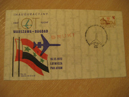 WARSZAWA Warsaw Bagdad 1972 First Flight Cancel Cover POLAND IRAK - Flugzeuge