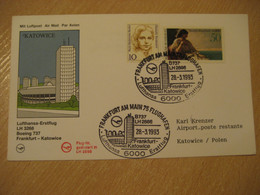 KATOWICE Frankfurt 1993 Lufthansa Airlines Airline Boeing 737 First Flight Black Cancel Card POLAND GERMANY - Avions