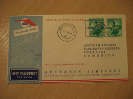 BUCHAREST Wien 1959 AUA Austrian Airlines Airline First Flight Cancel Cover ROMANIA AUSTRIA - Brieven En Documenten