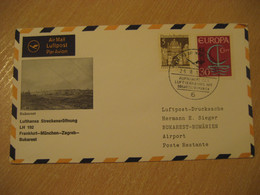 BUCHAREST Zagreb Munich Frankfurt 1967 Lufthansa Airlines First Flight Cancel Cover ROMANIA YUGOSLAVIA CROATIA GERMANY - Lettres & Documents