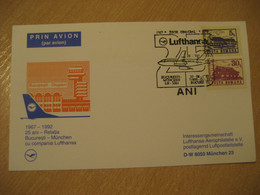 BUCHAREST Munich 1992 Lufthansa Airlines Airline 25 Year First Flight Black Cancel Card ROMANIA GERMANY - Covers & Documents