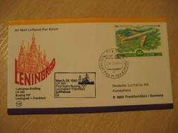 SAINT PETERSBURG Frankfurt 1980 Lufthansa Airlines Boeing 727 First Flight Black Cancel Cover RUSSIA USSR GERMANY - Storia Postale