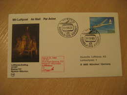 MOSCOW Munich 1984 Lufthansa Airlines Airline Boeing 737 First Flight Red Cancel Cover RUSSIA USSR GERMANY - Lettres & Documents