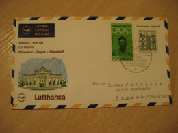 ZAGREB Dusseldorf 1968 Lufthansa Airlines Airline First Flight Black Cancel Cover YUGOSLAVIA CROATIA GERMANY - Aéreo