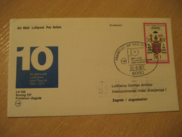 ZAGREB Frankfurt 1977 Lufthansa Airlines Airline Boeing 737 First Flight Cancel Cover YUGOSLAVIA CROATIA GERMANY - Aéreo