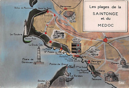 Non Classés.          17        Carte  Des Plages De Saintonge Et Du Médoc   10x15     (voir Scan) - Otros & Sin Clasificación