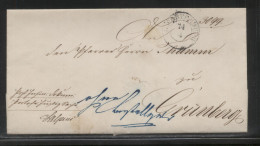 POLAND 1853 PRUSSIAN OCCUPATION ZONE STAMPLESS LETTER WARTENBURG BRASZEWO - ...-1860 Prephilately