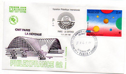 1982 --FDC-- PHILEXFRANCE 82.---Folon..CNIT  Paris La Défense......vignette à Gauche.......cachet  PARIS -- 75 - 1980-1989
