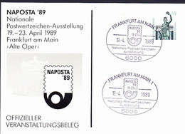 BRD FGR RFA - Privatpostkarte NAPOSTA'89 Ffm (MiNr: 151 D2/008) Siehe Scan - Cartes Postales Privées - Oblitérées