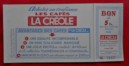 Buvard Et Bon D'achat - Les Cafés "La Créole" - Koffie En Thee