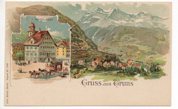 LITHO Gruss Aus TRUNS Hôtel Tödi Postkutsche Diligence - Trun