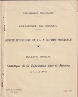 FINISTERE Seconde Guerre Mondiale Statistique De La Déportation Dans Le Finistère + Carte Par M. A. Le Grand Mars 1959 - Bretagne