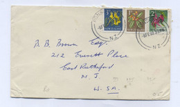 New Zealand Ponsonby COVER TO New Jersey USA 1962 FLOWERS - Cartas & Documentos