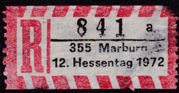 Sonder R Zettel,  355 Marburg , 12. Hessentag 1972, NEZ. Nr. 841 A - R- & V- Viñetas