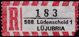 Sonder R Zettel,  588 Lüdenscheid 1, LÜJUBRIA, NEZ. Nr. 183 - Etiquettes 'Recommandé' & 'Valeur Déclarée'