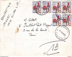 Coq Pneumatique 1962 Par 6 Paris 21 Castex Au Verso Paris V Rue De L'épée Et XIII Avenue Italie - 1962-1965 Gallo De Decaris