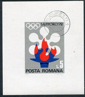 ROMANIA 1971 Winter Olympic Games Block Used.  Michel Block 91 - Blocks & Kleinbögen