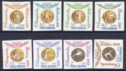 ROMANIA 1964 Olympic Medal Winners Imperforate Set  MNH / **.  Michel 2353-60 - Unused Stamps