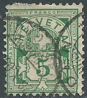 1882-99 SVIZZERA USATO CIFRA 5 CENT VERDE - RD32-6 - Ongebruikt