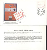 Essai Afrique Du Sud Timbre Vignette Postage R.S.A Valeur 0  14 Machine R001 Machine FRAMA Suisse CAD 14 8 1986 Pretoria - Lettres & Documents