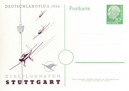 BRD, PP 008 C2/001a, Heuss 10, Deutschlandflug 1956, Zielflughafen Stuttgart - Privatpostkarten - Ungebraucht