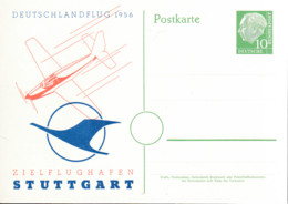BRD, PP 008 C2/001b, Heuss 10, Deutschlandflug 1956, Zielflughafen Stuttgart - Private Postcards - Mint