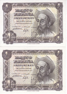 PAREJA CORRELATIVA DE 1 PTA DEL AÑO 1951 EL QUIJOTE SERIE Q (SIN CIRCULAR-UNCIRCULATED) - 1-2 Pesetas