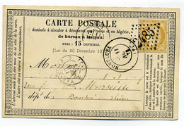 Carte Précurseur CPO  T17 Montluel + GC 2485 / Dept De L'Ain / 1873 / TP Type Ceres - 1849-1876: Classic Period