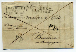 Lettre De NUREMBERG Avec Marque D'entrée BAVIERE PAR STRASBOURG / En Port Payé / 1826 - 1801-1848: Vorläufer XIX