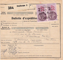 55c Paix Bloc De 6 Interpanneaux Bulletin Colis Mulhouse 1939 - 1932-39 Peace