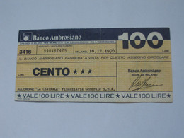 ITALIE - 100 Lire - Banco AMBROSIANO **** EN ACHAT IMMEDIAT **** - 100 Liras