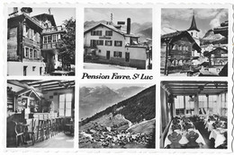 ST-LUC: 6-Bild-AK, Pension Favre ~1945 - Saint-Luc