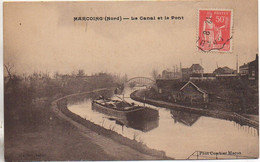 59 MARCOING  Le Canal Et Le Pont  Avec Péniche - Hausboote