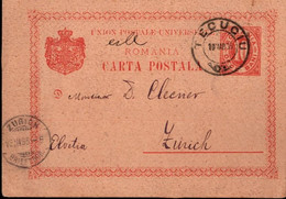 ! 1895 Ganzsache Rumänien, Romania, Tecuciu Nach Zürich, Schweiz - Lettres & Documents