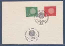 Allemagne Carte Europa 2 Timbres N°483 Et 484 Bonn 4.5.1970 - 1970