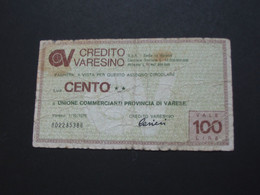 ITALIE - 100 Cento Lire - Credito Varesino  **** EN ACHAT IMMEDIAT **** - Autres & Non Classés