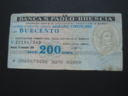 ITALIE - 200 Duecento Lire - Banca S.Paolo - Brescia **** EN ACHAT IMMEDIAT **** - Sonstige & Ohne Zuordnung