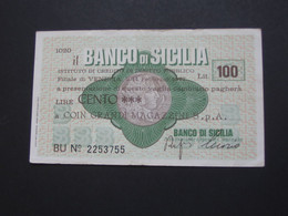 ITALIE - 100 Cento Lire - Il Banco Di Sicilia **** EN ACHAT IMMEDIAT **** - 100 Liras