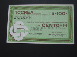 ITALIE - 100 Cento Lire - L'iCCREA - **** EN ACHAT IMMEDIAT **** - 100 Lire