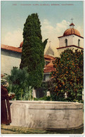 Santa Barbara Mission, California, Old PC - Fountain (Brunnen) , - Santa Barbara