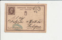 C1 CARTOLINA POSTALE DA REGGIO EMILIA ROBERTO TAGLIAVINI PER BOLOGNA 15-4-1876 - Entero Postal