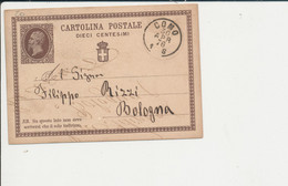 C1 CARTOLINA POSTALE DA COMO PER BOLOGNA 30-4-1876 - Ganzsachen