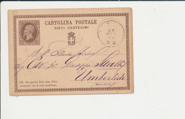 C1 CARTOLINA POSTALE DA AREZZO PER UMBERTIDE 23-5-1877 - Entiers Postaux