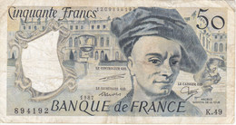 BILLETE DE FRANCIA DE 50 FRANCS DE QUENTIN DE LA TOUR DEL AÑO 1987 (BANKNOTE) - 50 F 1976-1992 ''quentin De La Tour''