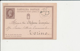 C2 CARTOLINA POSTALE DA NAPOLI PER TORINO 10-3-1876 - Entero Postal