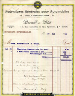 06.ALPES MARITIMES.NICE.FOURNITURES POR AUTOMOBILES.VUCANISATION.POCCARD & PETIT 11 RUE LAMARTINE. - Auto's