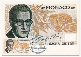 MONACO -  Carte Maximum - 3,00 Sacha Guitry - 1/11/1985 - Editions CEF - Maximumkaarten