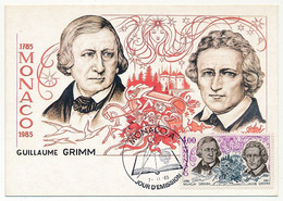 MONACO -  Carte Maximum - 4,00 Les Frères Grimm - 7/11/1985 - Editions CEF - Cartes-Maximum (CM)