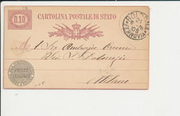 C3 CARTOLINA POSTALE  DA BOLOGNA PER MILANO 21-6-1878 - Entiers Postaux